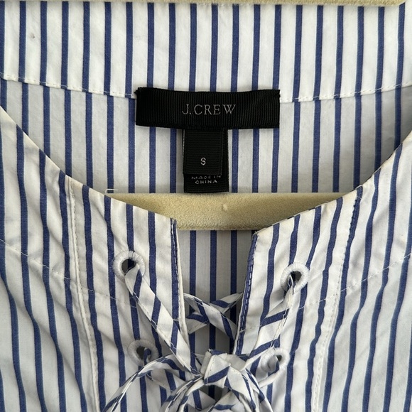 J.CREW Lace Up, Blue Striped Shirt-Dress, Size S - Picture 5 of 7